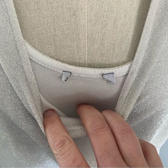 Iris Womens Stretch Allover Shiny Metallic Scoop Neck Sleeveless Bodysuit Size M - Picture 8 of 11